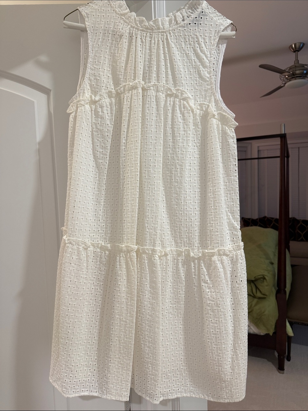 Sunday in Brooklyn Cream Eyelet Tiered Sleeveless Dress